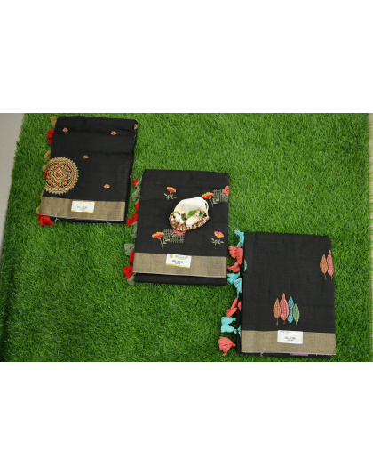 Black Cotton Sarees