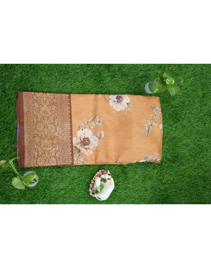 Tangerine Bliss Fancy cotton saree