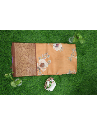 Tangerine Bliss Fancy cotton saree