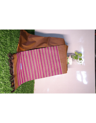 Blush and Brown Harmony Stripes Kanjeevaram silk saree