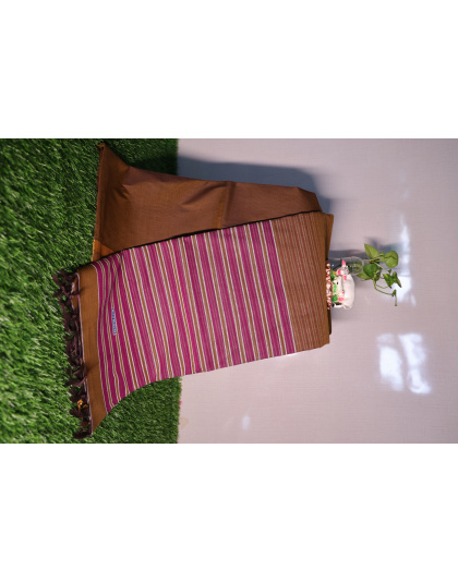 Blush and Brown Harmony Stripes Kanjeevaram silk saree