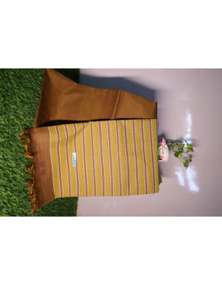 Warm Brown and Gold  Stripes Kanjeevaram Silk Saree