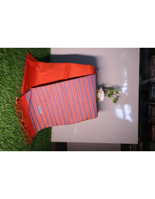 Tangerine Stripe Kanjeewaram Silk Saree