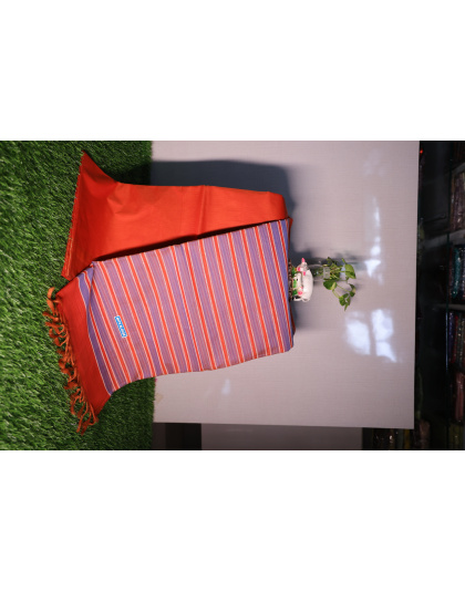 Tangerine Stripe Kanjeewaram Silk Saree