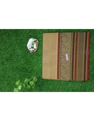 Kanchi Heritage Brown Cotton Saree