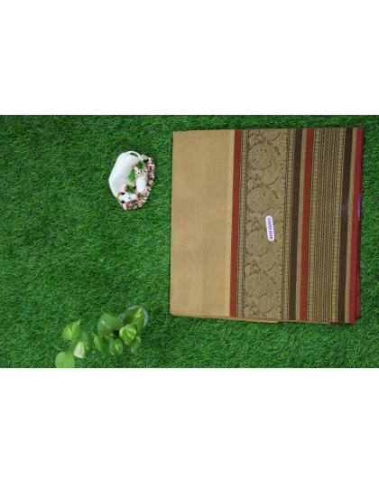 Kanchi Heritage Brown Cotton Saree