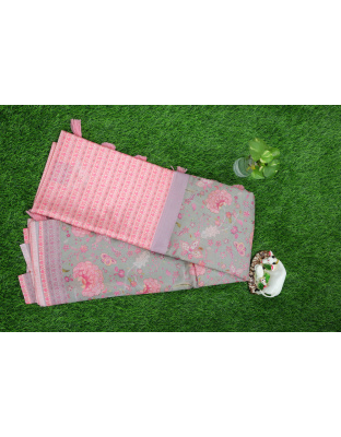 Cotton Printed Pink Saree