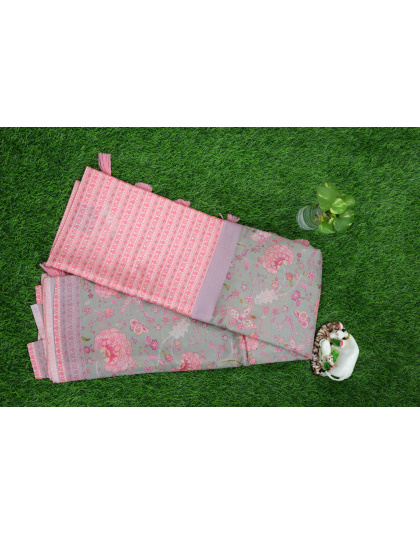 Cotton Printed Pink Saree