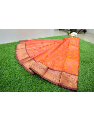 Vibrant Orange Silk Cotton Saree – Elegant and Soft Ethnic Wear