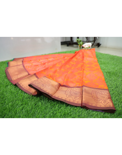 Vibrant Orange Silk Cotton Saree – Elegant and Soft Ethnic Wear