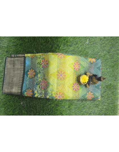 Emerald Grace Fancy Cotton Green Saree