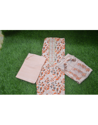 Vibrant Orange Chudi Material