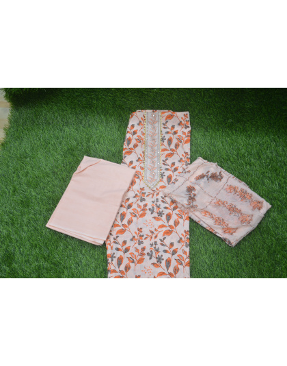 Vibrant Orange Chudi Material